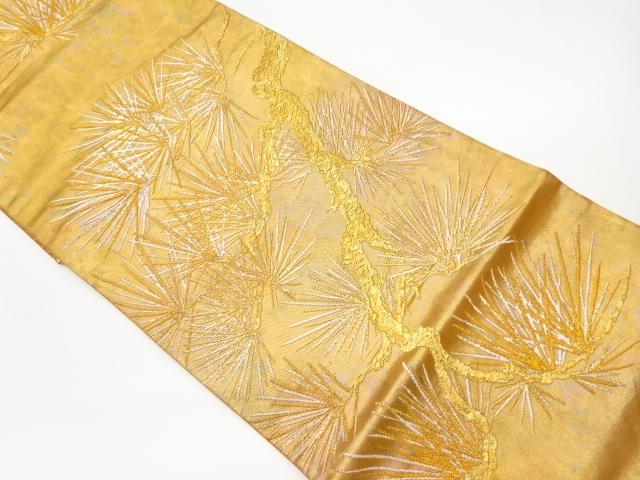 リサイクル　引箔若松模様織出し袋帯